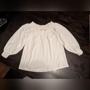 Nation LTD Off The Shoulder Puff Sleeve Blouse, Womens M, Cream